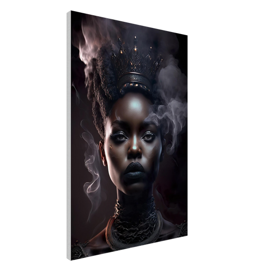 Canvas wall art of an African American Queen with a royal presence 1
